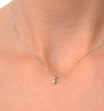Solitaire Pendant Necklace 0.05ct Diamond 9k White Gold
