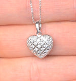 Diamond 0.47ct Heart Pendant Necklace 9k White Gold