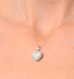 Diamond 0.47ct Heart Pendant Necklace 9k White Gold
