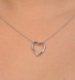 Diamond Heart Pendant Necklace 0.03ct 9k White Gold