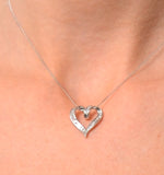Heart Pendant Necklace 0.33ct Diamond 9k White Gold