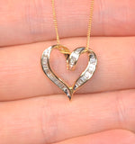 Heart Pendant Necklace 0.33ct Diamond 9k Yellow Gold