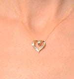 Heart Pendant Necklace 0.33ct Diamond 9k Yellow Gold