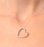 Heart Pendant Necklace 0.30ct Diamond 9k White Gold