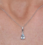 Stellato Collection Blue Topaz Diamond Necklace In 9k White Gold