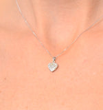 Heart Pendant Necklace 0.09ct Diamond 9k White Gold