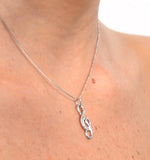 9k White Gold 0.10ct Diamond Treble Clef Music Pendant Necklace