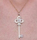 Allura Collection Key Diamond Pendant Necklace 0.07ct In 9k Gold