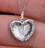 White Topaz And Diamond Stellato Pendant Necklace In 9k White Gold