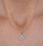 Stellato Champagne Diamond Halo Pendant 0.13ct In 9k White Gold