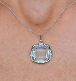 Blue Topaz And Diamond Stellato Pendant Necklace In 9k White Gold