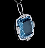 Blue Topaz And Diamond Stellato Pendant Necklace In 9k White Gold