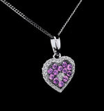 Pink Sapphire Diamond Stellato Heart Pendant Necklace 9k White Gold