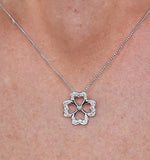 4 Leaf Clover Diamond Necklace In 9k White Gold - Stellato Collection