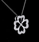 4 Leaf Clover Diamond Necklace In 9k White Gold - Stellato Collection