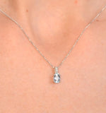 Aquamarine 0.34ct And Diamond 9k White Gold Pendant Necklace