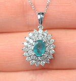 Emerald 0.75ct And Diamond 9k White Gold Pendant Necklace