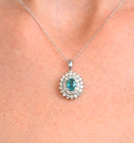 Emerald 0.75ct And Diamond 9k White Gold Pendant Necklace