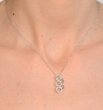 9k White Gold Diamond Interlinked Circle Pendant Necklace 0.21ct