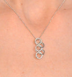 9k White Gold Diamond Interlinked Circle Pendant Necklace 0.21ct