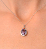 Amethyst 2.34ct And Diamond 9k White Gold Pendant Necklace