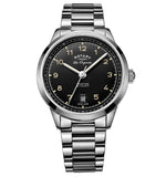 Rotary Les Originales Tradition S Steel Black Swiss Gents Auto Watch