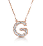 Initial 'g' Necklace Diamond Encrusted Pave Set In 9k Rose Gold