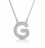 Initial 'g' Necklace Diamond Encrusted Pave Set In 9k White Gold
