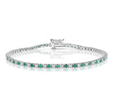 Emerald And 1ct Lab Diamond Tennis Bracelet In 9k White Gold