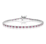 Ruby And 1ct Lab Diamond Tennis Bracelet In 9k White Gold