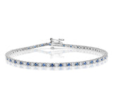 Blue Sapphire And 1ct Lab Diamond Tennis Bracelet In 9k White Gold