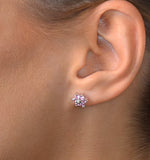 Pink Sapphire 0.78ct And Diamond 9k White Gold Earrings