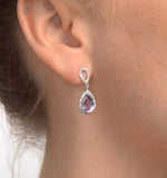 Amethyst 2.47ct And Diamond 9k White Gold Earrings
