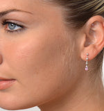 Pink Sapphire 5 X 3mm And Diamond 9k White Gold Earrings