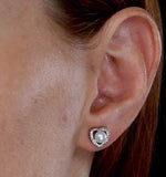 Stellato Collection Pearl And Diamond Heart Earrings In 9k White Gold
