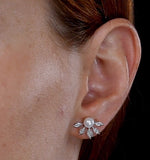 Stellato Collection Pearl And Diamond Earrings 0.12ct In 9k White Gold