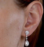 Stellato Collection Pearl And Diamond Earrings In 9k White Gold