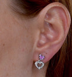 Pink Sapphire And Diamond Stellato Heart Earrings In 9k White Gold