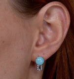 8mm Amazonite And Diamond Stellato Earrings In 9k White Gold