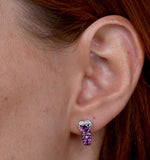 Rhodolite Pink Sapphire And Diamond Stellato Earrings In 9k White Gold