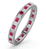 Eternity Ring Lauren Diamonds G/vs And Ruby 1.10ct - Platinum