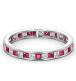 Eternity Ring Lauren Diamonds G/vs And Ruby 1.10ct - Platinum