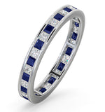 Eternity Ring Lauren Diamonds G/vs And Sapphire 1.20ct -platinum