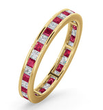 Eternity Ring Lauren Diamonds H/si And Ruby 1.10ct In 18k Gold