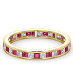 Eternity Ring Lauren Diamonds H/si And Ruby 1.10ct In 18k Gold