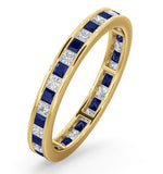 Eternity Ring Lauren Diamonds H/si And Sapphire 1.20ct In 18k Gold
