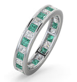 Eternity Ring Lauren Diamonds G/vs And Emerald 2.20ct - Platinum