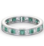 Eternity Ring Lauren Diamonds G/vs And Emerald 2.20ct - Platinum