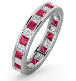 Eternity Ring Lauren Diamonds G/vs And Ruby 2.25ct - 18k White Gold