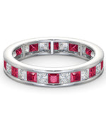 Eternity Ring Lauren Diamonds H/si And Ruby 2.25ct - 18k White Gold